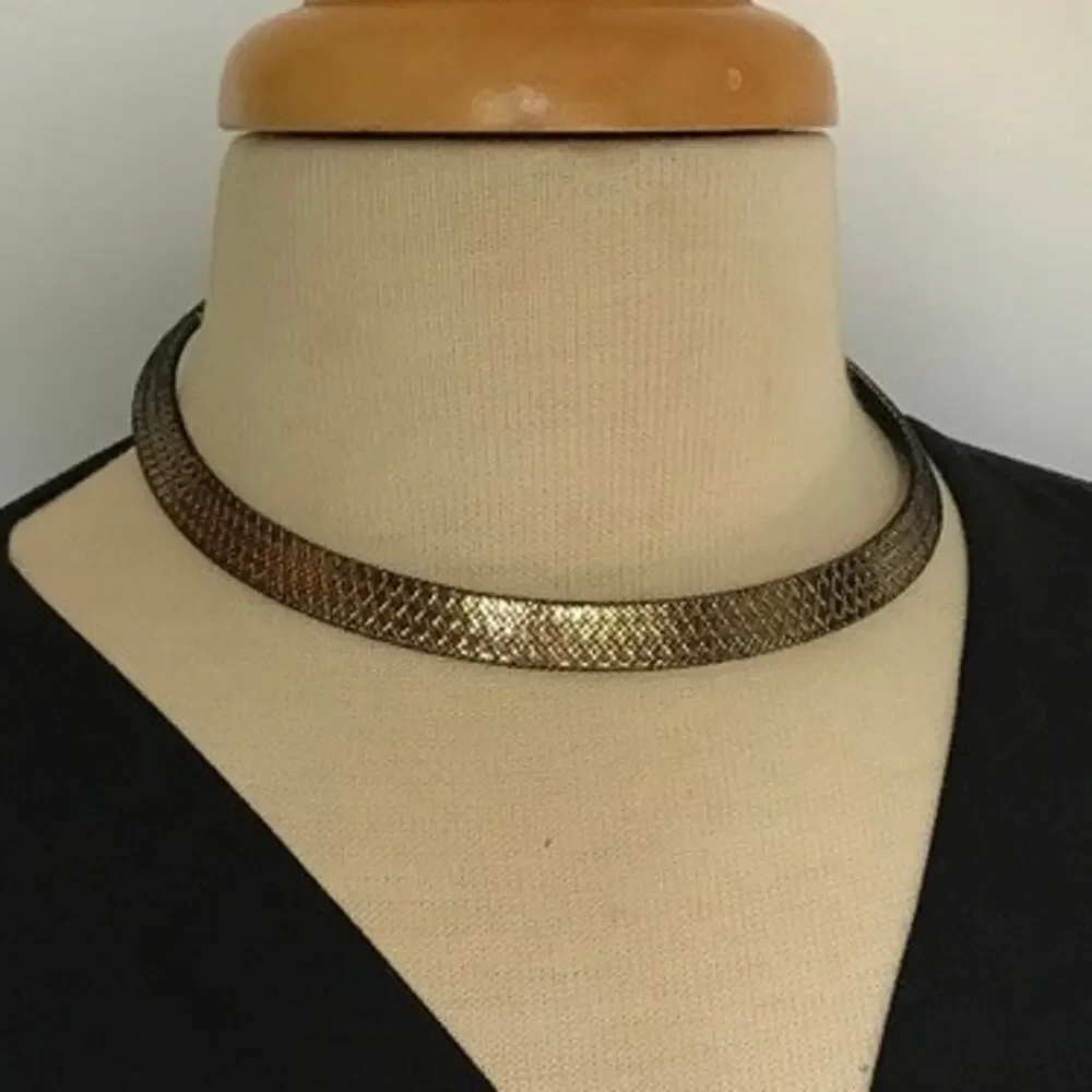 Gold Tone & Black Formed Collar Necklace Harlequin Goth Steampunk